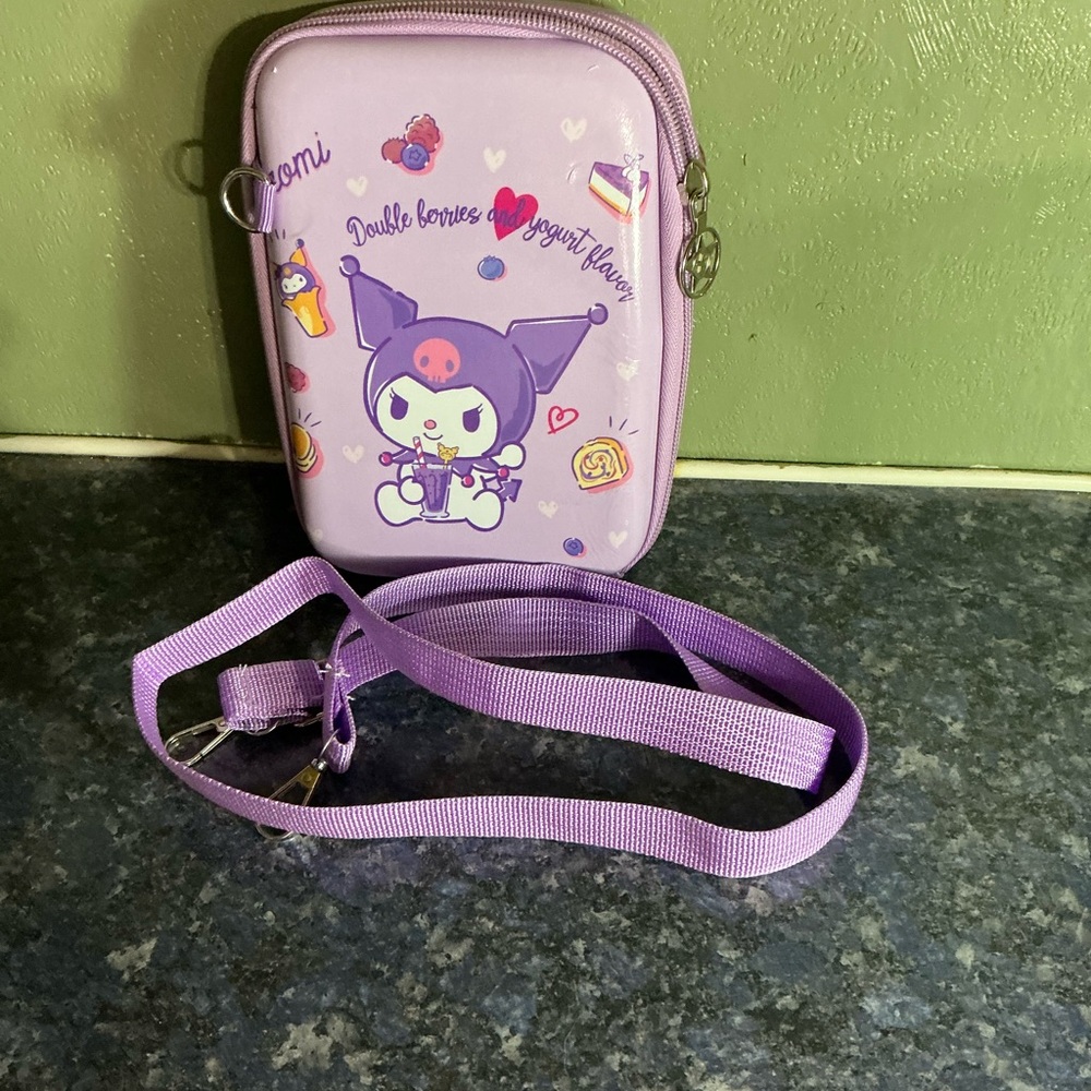 Purple Kuromi Crossbody Bag with Adjustable Strap